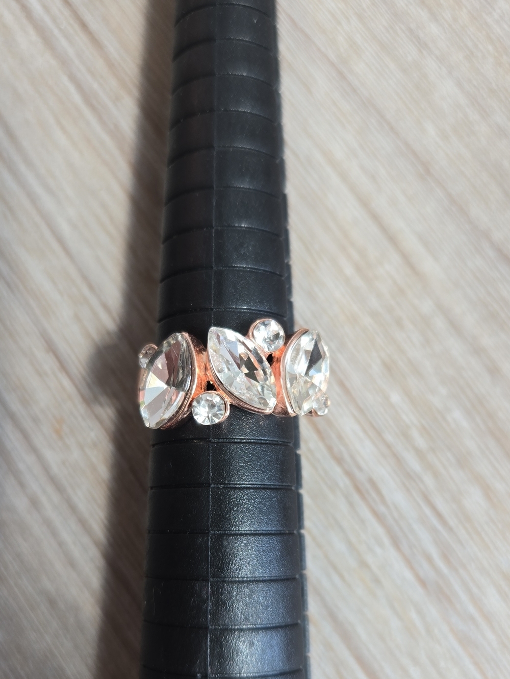 Crystal Marquise Statement Ring in Clear and Rose Gold.Size 7.